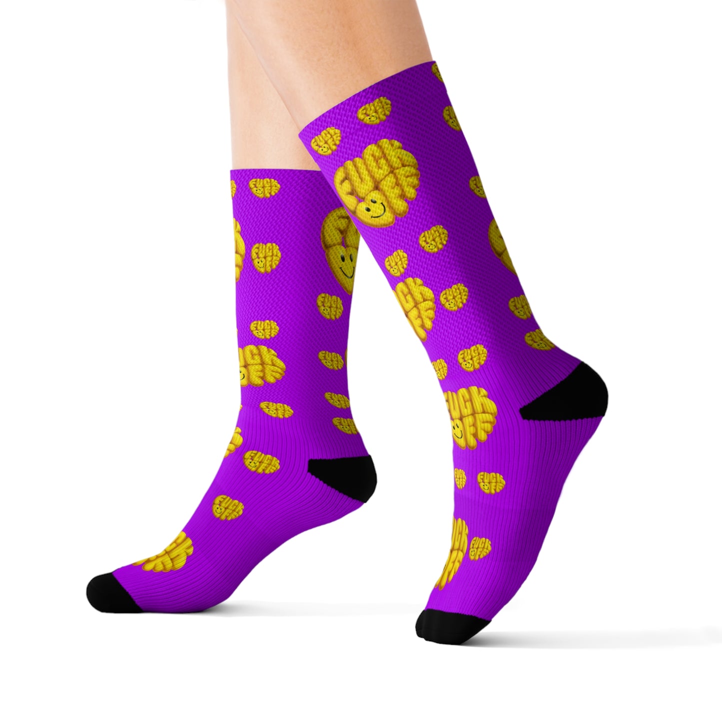 Fuck Off - Cushioned Socks (Yellow & Purple)